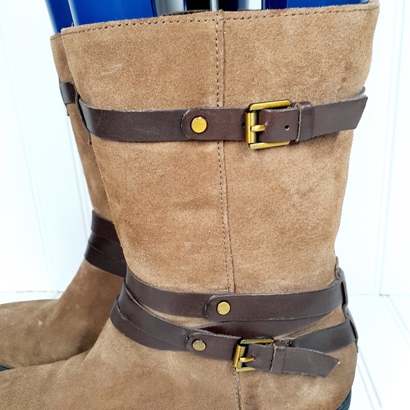 Bandolino Bdursal Suede Leather Buckle Mid-Calf Boots C367 - Picture 7 of 12